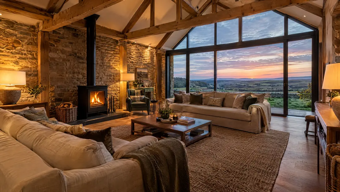 Living room decorated, furnished and staged to the HTS standard